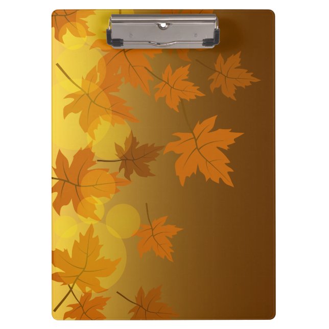 Autumn pattern with falling maple leaves and bokeh clipboard (Front)