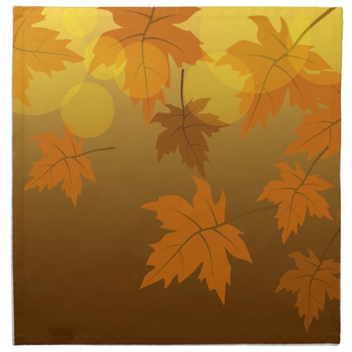 Autumn pattern with falling maple leaves and bokeh cloth napkin