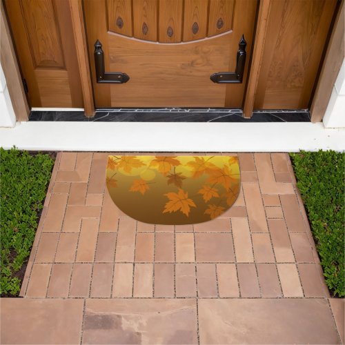 Autumn pattern with falling maple leaves and bokeh doormat