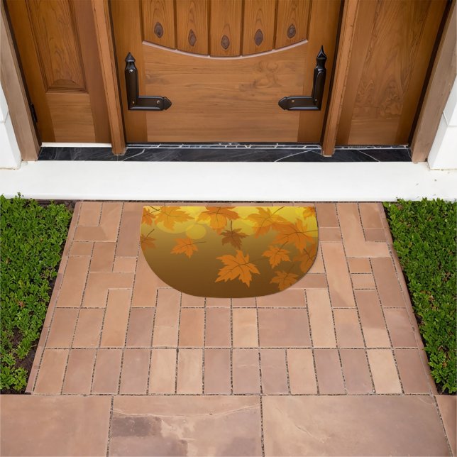 Autumn pattern with falling maple leaves and bokeh doormat (Outdoor)