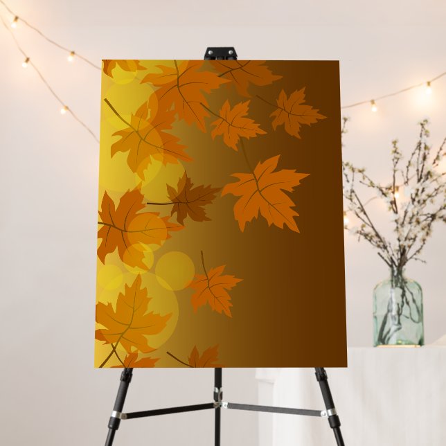 Autumn pattern with falling maple leaves and bokeh foam board (In Situ (Stand))