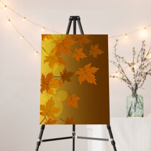 Autumn pattern with falling maple leaves and bokeh foam board