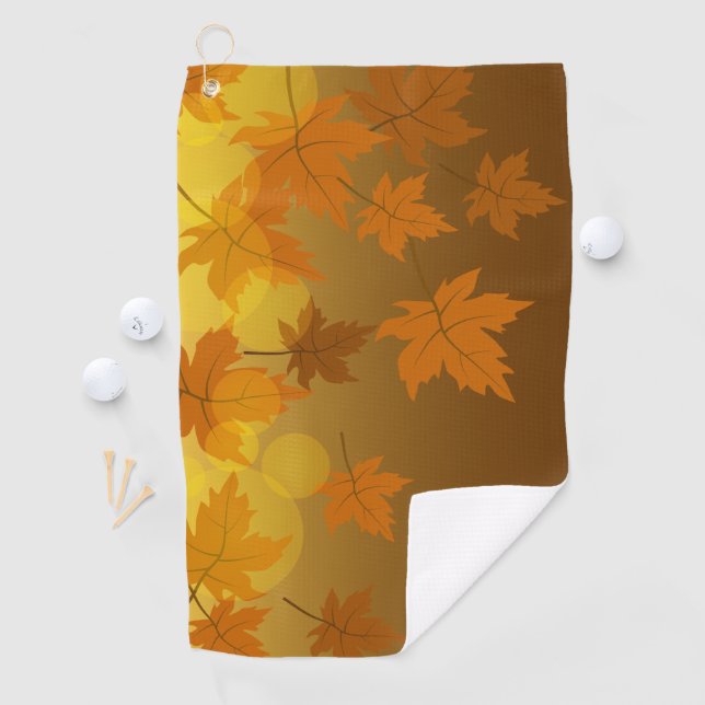 Autumn pattern with falling maple leaves and bokeh golf towel (InSitu)