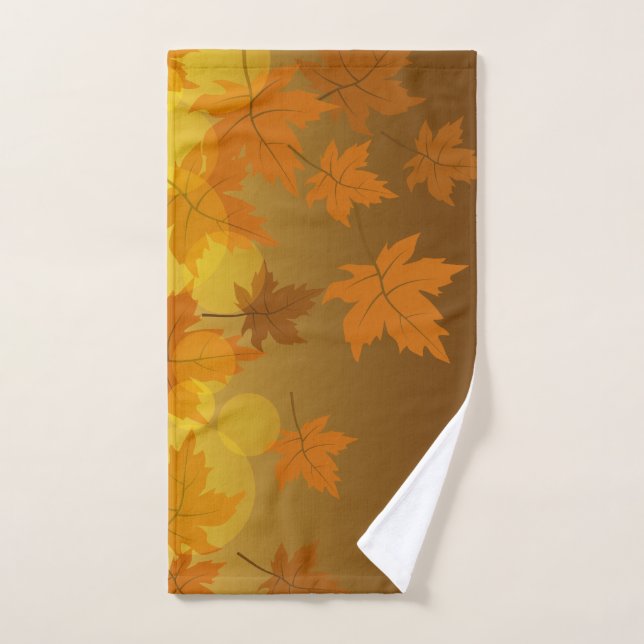Autumn pattern with falling maple leaves and bokeh hand towel  (Hand Towel)