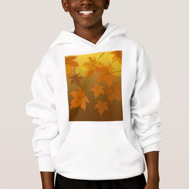Autumn pattern with falling maple leaves and bokeh hoodie (Front)