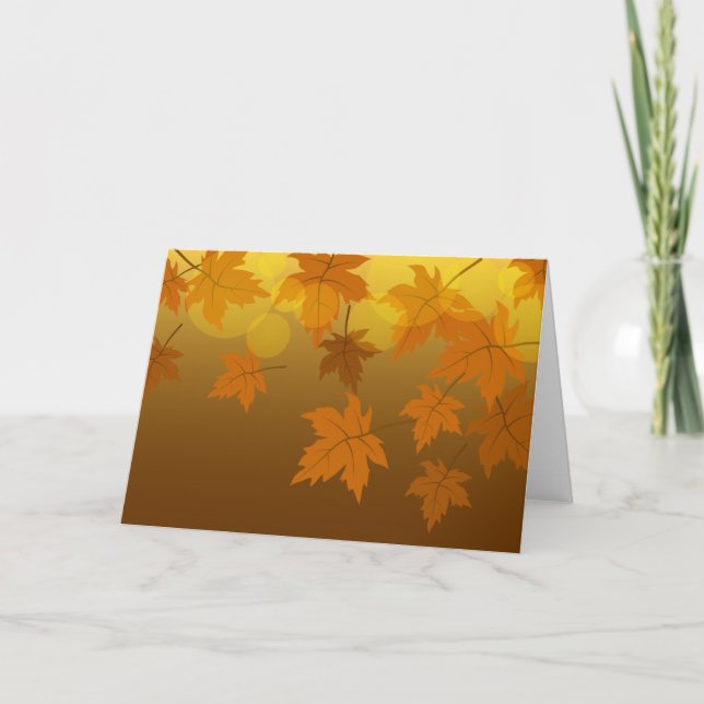 Autumn pattern with falling maple leaves and bokeh invitation (Front)