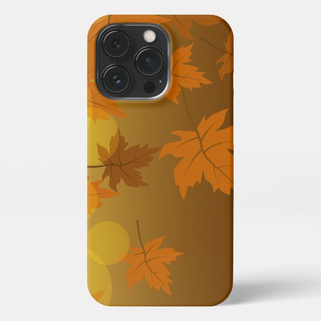 Autumn pattern with falling maple leaves and bokeh iPhone case (Back)