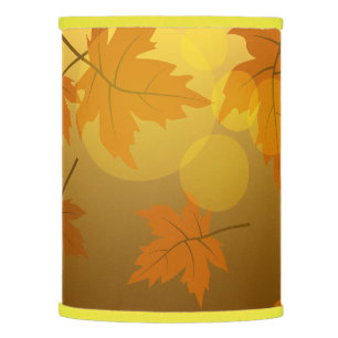 Autumn pattern with falling maple leaves and bokeh lamp shade