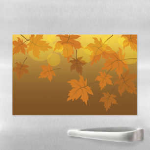 Autumn pattern with falling maple leaves and bokeh magnetic dry erase sheet