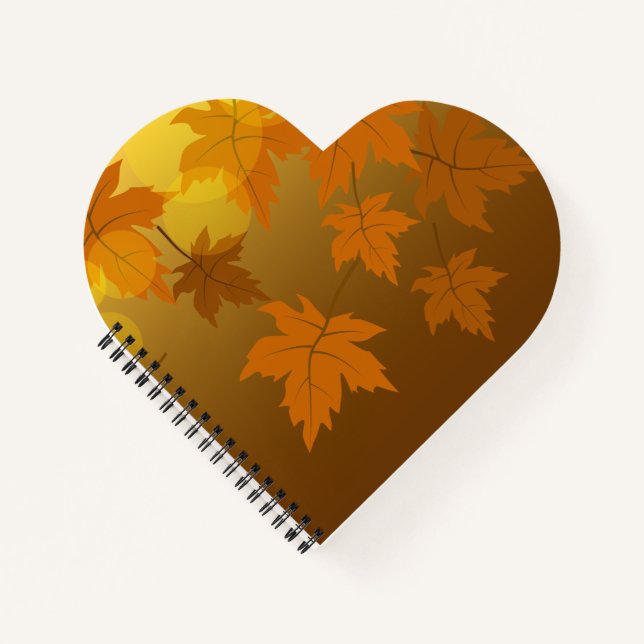 Autumn pattern with falling maple leaves and bokeh notebook (Front)