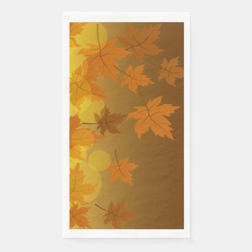 Autumn pattern with falling maple leaves and bokeh paper guest towels