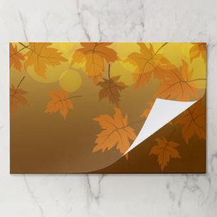 Autumn pattern with falling maple leaves and bokeh paper pad