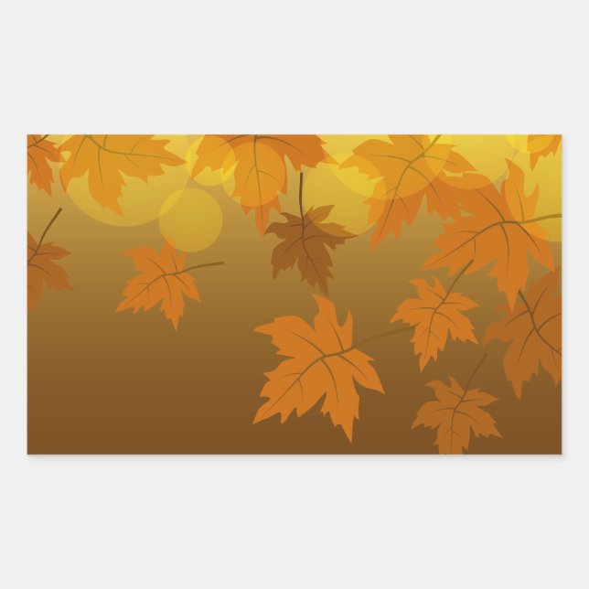 Autumn pattern with falling maple leaves and bokeh rectangular sticker (Front)