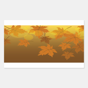 Autumn pattern with falling maple leaves and bokeh rectangular sticker