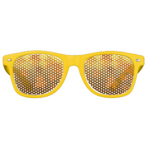 Autumn pattern with falling maple leaves and bokeh retro sunglasses