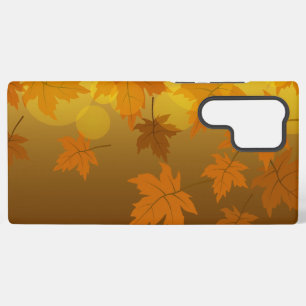 Autumn pattern with falling maple leaves and bokeh samsung galaxy s22 ultra case