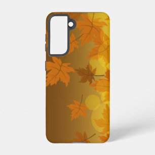 Autumn pattern with falling maple leaves and bokeh samsung galaxy s21 case