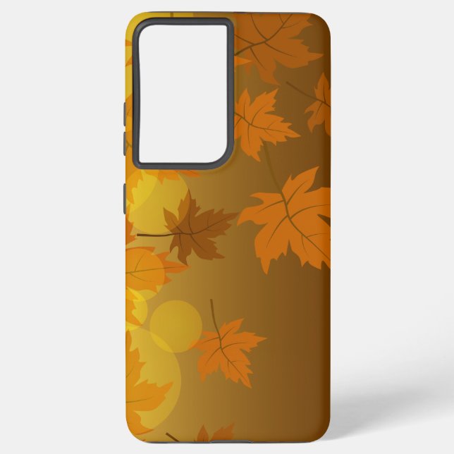 Autumn pattern with falling maple leaves and bokeh samsung galaxy case (Back)