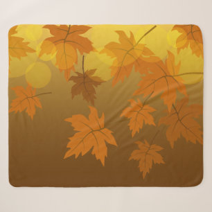Autumn pattern with falling maple leaves and bokeh sherpa blanket