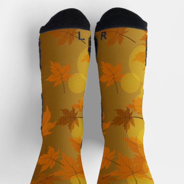 Autumn pattern with falling maple leaves and bokeh socks (Top)