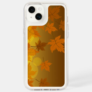 Autumn pattern with falling maple leaves and bokeh speck iPhone 14 plus case
