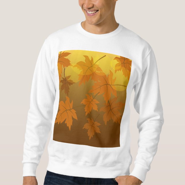 Autumn pattern with falling maple leaves and bokeh sweatshirt (Front)