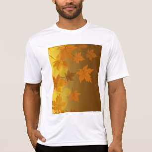 Autumn pattern with falling maple leaves and bokeh T-Shirt