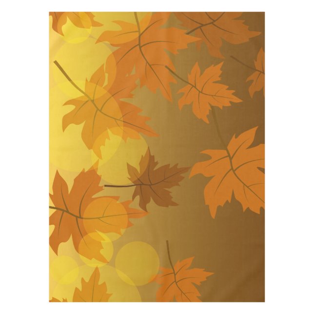 Autumn pattern with falling maple leaves and bokeh tablecloth (Front)