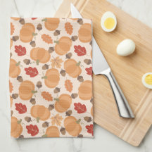 Autumn Pattern With Pumpkins, Acorns and Leaves