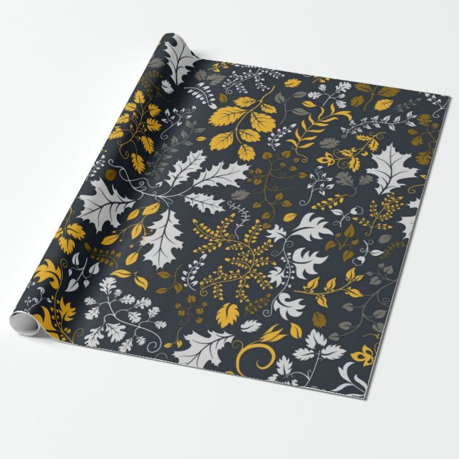 Autumn pattern wrapping paper (Unrolled)