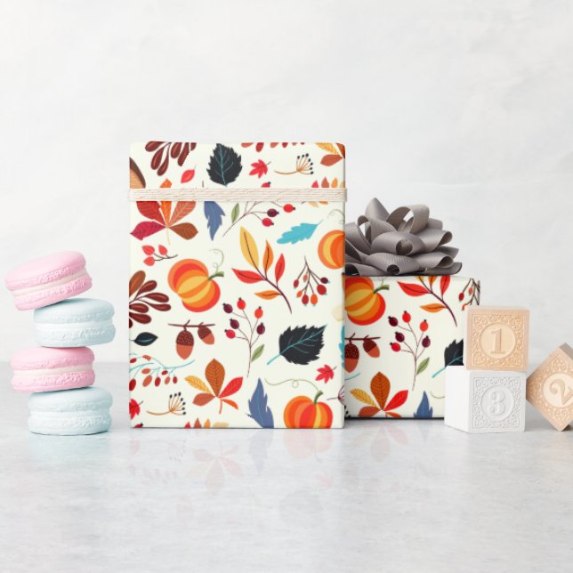 Autumn Pattern Wrapping Paper (Baby Shower)