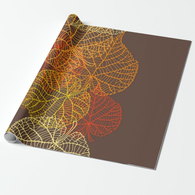 Autumn pattern wrapping paper (Unrolled)