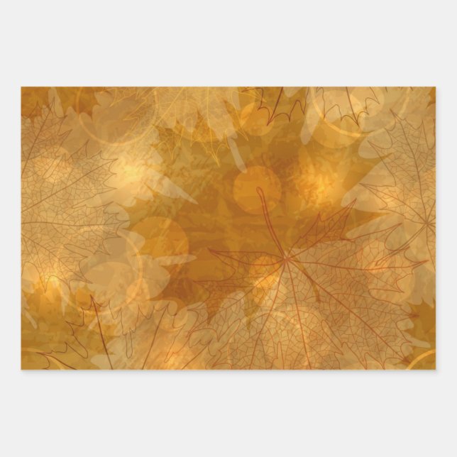 Autumn pattern wrapping paper sheets (Front)