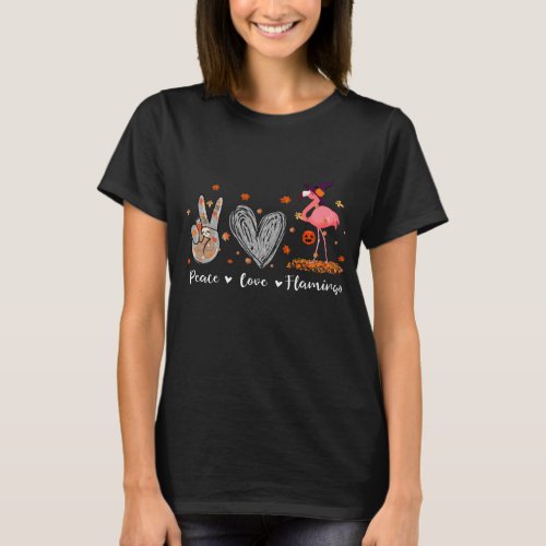 Autumn Peace Love Flamingo Lover Heart Victory Sig T_Shirt