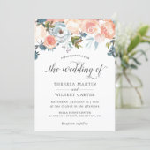 Autumn Peach Floral Calligraphy Script Wedding Invitation (Standing Front)