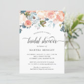 Autumn Peach Floral Curly Script Bridal Shower Invitation (Standing Front)