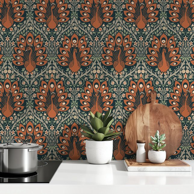 Autumn Peacocks Art Nouveau Wallpaper Wallpaper (Creator Uploaded)