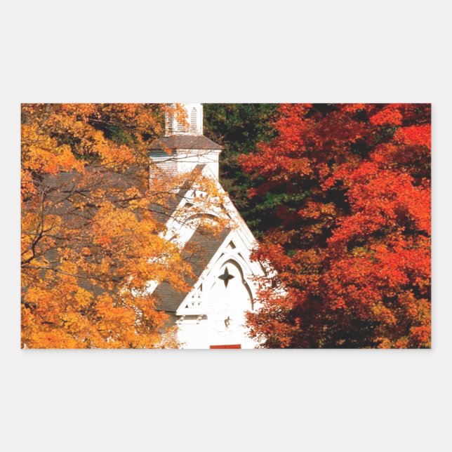 Autumn Peaking Color Vermont Rectangular Sticker (Front)