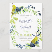 Autumn Pear Berries Floral Rustic Custom Wedding