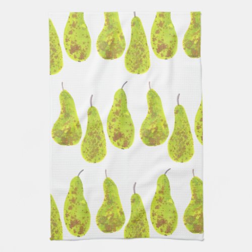 Autumn Pears Pattern Watercolor Painting Kitchen Towel