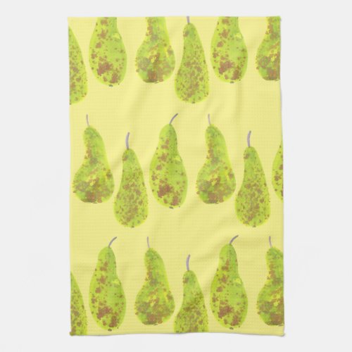 Autumn Pears Pattern Watercolor Painting Kitchen Towel