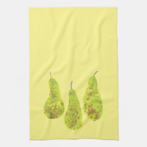 Autumn Pears Watercolor Painting Kitchen Towel