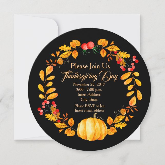 Autumn Personalized Thanksgiving Invitation (Front)