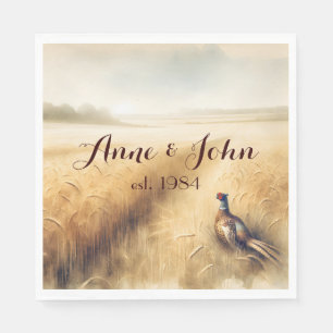 Autumn Pheasant Anniversary Reception Napkins