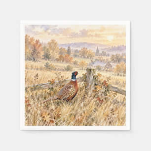 Autumn Pheasant in Country Field Napkins