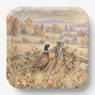 Autumn Pheasant in Country Field Paper Plates