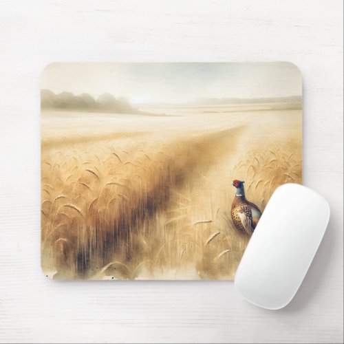 Autumn Pheasant In Wheat Field Mouse Pad