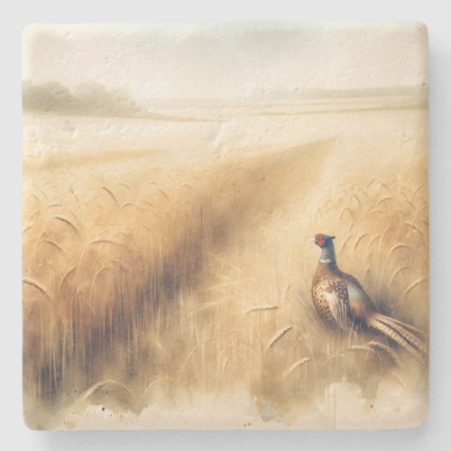 Autumn Pheasant in Wheat Stone Coaster