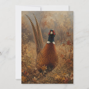 Autumn Pheasant Oil Painting Invitation