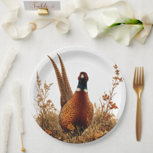 Autumn Pheasant Oil Painting  Paper Plates